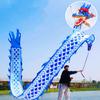 8 Meters (26.2 FT) Square Exercise Dance Dragon Poi with 3D Dragon Head and Swing Rope Combo, Chinese Dragon Dance Wulong Flowy Ribbon Streamer Outdoor Fitness Dragon Stage Prop Set (Celadon Blue) view 1