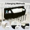 surebaby Hanging Baby Diaper Caddy, 3-in-1 Changing Table Diaper Organizer Holder For Baby Crib, Nursery Organization Diaper Stacker Storage For Crib, Changing Table-Black view 2