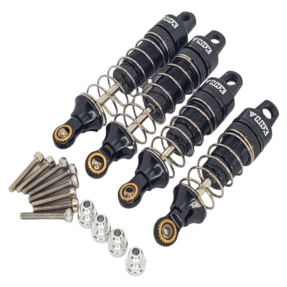 NHX RC Aluminum Front & Rear Shocks (4): Losi Mini-T 2.0 -Black