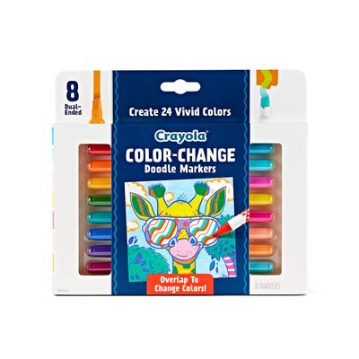 Crayola Color Changing Markers (8ct), No Bleed Markers for Adult Coloring, Dual Sided Marker Set, Cool Art Supplies, Gift for Teens