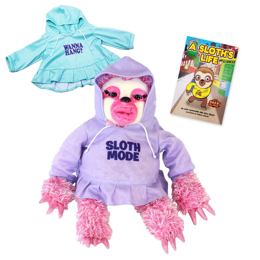 Official Suzy The Sloth 2023 Version, Talking Plush Sloth Toy for Kids, Cuddly Sloth Stuffed Animal That Talks Back Slowly for Boys and Girls, Moving Eyes & Mouth, with Book