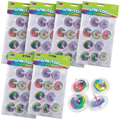 Plastic Swirl Spin Tops, 60 Pieces, 2 1/4", Great for Birthday Favors, Classroom, Medical and Dental Office Treasure Chests