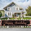Black and Rose Gold Happy Birthday Banner Sign, Happy Birthday Backdrop for Girls Women Birthday Party Decorations view 1
