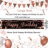 Black and Rose Gold Happy Birthday Banner Sign, Happy Birthday Backdrop for Girls Women Birthday Party Decorations view 2