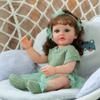 Meeler 22 Inch Reborn Baby Dolls, Realistic Newborn Cute Long Brown Curly Hair Princess Dress Girl Doll Lifelike Baby with Full Silicone Vinyl Body That Look Real Toddler Kids Birthday Gift view 2