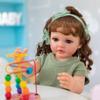 Meeler 22 Inch Reborn Baby Dolls, Realistic Newborn Cute Long Brown Curly Hair Princess Dress Girl Doll Lifelike Baby with Full Silicone Vinyl Body That Look Real Toddler Kids Birthday Gift view 4