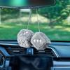 AuMoHall 2.95'' Retro Fuzzy Plush Dice Car Charm Square Plush Dice Car Rear View Mirror Hanging Ornament Car Mirror Hanging Accessories, Gray view 1