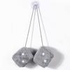 AuMoHall 2.95'' Retro Fuzzy Plush Dice Car Charm Square Plush Dice Car Rear View Mirror Hanging Ornament Car Mirror Hanging Accessories, Gray view 4