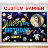 AUBAO Personalized Outer Space Galaxy Astronaut Birthday Banner(4x6ft) view 1