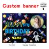 AUBAO Personalized Outer Space Galaxy Astronaut Birthday Banner(4x6ft) view 2