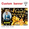 Custom Dollar Money Black and Gold Happy Birthday Party Decorations Supplies Personalized Dollar Money Black and Gold Birthday Backdrop Banner(5x7.5ft) view 2