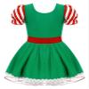 ACSUSS Kids Girls Gingerbread Cookie Costume Christmas Candy Cane Stripe Sequins Dance Party Tutu Dress Green 14 Years view 2