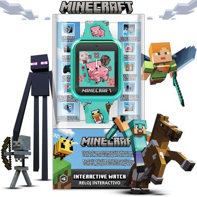 Minecraft Kids Smart Watch with Touchscreen Display, 10 Watch Faces, Games, Camera, Alarm, Timer, Step Counter & Calculator Fun Interactive Learning Watch for Boys & Girls, Fits Wrist Sizes 5.5"-8"