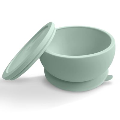 Octopod Silicone Baby Suction Bowl With Lid - Toddler & Baby Bowls, Baby Food Containers, Spill Proof Bowls For Toddlers, Suction Baby Bowls W/Lids, Food Grade Silicone Bowls For Babies (Sage Green)