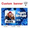 Custom Navy Blue and Gold Happy Birthday Sign Birthday Party Decorations Supplies Personalized Navy Blue Backdrop Banner (5x7.5ft) view 2