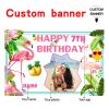 Custom Flamingo Hawaiian Tropical Happy Birthday Party Decorations Supplies Personalized Flamingo Hawaiian Tropical Birthday Luau Party Backdrop Banner(5x7.5ft) view 2