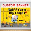 Custom Construction Happy Birthday Party Decorations Supplies Personalized Excavator Crane Dump Truck Digger Birthday Backdrop Banner(5x7.5ft) view 1