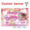 Custom Princess Castle Happy Birthday Party Decorations Supplies Personalized Princess Pink Royal Birthday Backdrop Banner for Girl Birthday Party (5x7.5ft) view 2