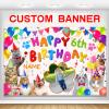 Custom Cat Happy Birthday Party Decorations Supplies Personalized Cat Happy Birthday Backdrop Banner(5x7.5ft) view 1