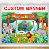 Custom Jungle Safari Happy Birthday Party Decorations Supplies Personalized Jungle Safari Animal Birthday Backdrop Banner(5x7.5ft) view 1