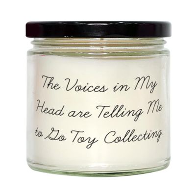 Funny Toy Collecting Candle, The Voices in My Head are Telling Me to Go Toy Collecting., Brilliant for Friends, Holiday