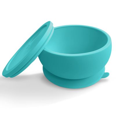 Octopod Silicone Baby Suction Bowl With Lid - Toddler & Baby Bowls, Baby Food Containers, Spill Proof Bowls For Toddlers, Suction Baby Bowls With Lids, Food Grade Silicone Bowls For Babies (Turquoise)