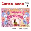 Custom Butterfly Happy Birthday Party Decorations Supplies Personalized Butterfly Balloon Princess Girl Birthday Backdrop Banner(5x7.5ft) view 2