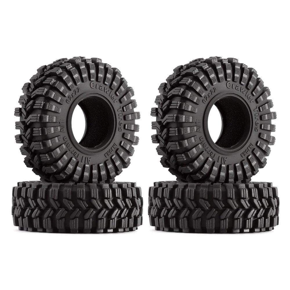 INJORA 1.0 Tires All Terrain S5 Super Soft Sticky Tires for 1/18 TRX4M 1/24 RC Crawler Axial SCX24 FMS FCX24 Enduro24 Upgarde (T1014)