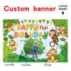Custom Monkey Jungle Safari Happy Birthday Party Decorations Supplies Personalized Monkey Jungle Safari Green Birthday Backdrop Banner(5x7.5ft) view 2