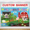 Custom Farm Animal Happy Birthday Party Decorations Supplies Personalized Farm Animal Barn Cow Farmhouse Birthday Backdrop Banner(5x7.5ft) view 1