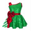 Agoky Kids Girls Sequin Christmas Dress Sleeveless Bowknot Ballet Dance Leotard Figure Skating Performance Dress Green 12 Years view 1