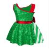 Agoky Kids Girls Sequin Christmas Dress Sleeveless Bowknot Ballet Dance Leotard Figure Skating Performance Dress Green 12 Years view 2