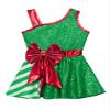 Agoky Kids Girls Sequin Christmas Dress Sleeveless Bowknot Ballet Dance Leotard Figure Skating Performance Dress Green 12 Years view 3