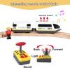 Electric Remote Control Train Toy for Wooden Train Tracks,Battery Operated Locomotive Train Magnetic Bullet Train Vehicles for Boy Kids Toddlers (White Train) view 2