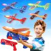 Fuwidvia 4 Pack Airplane Launcher Toys, 2 Flight Modes LED Foam Plane Toy for Boys, Outdoor Flying Toys Birthday Gifts for Boys Girl 4 5 6 7 8 9 10 11 12 Year Old view 1