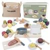nunukids Wooden Play Food Sets for Kids Kitchen 42 pc Wooden Toys with Storage Basket Wood Pretend Food Play Kitchen Accessories Set view 1