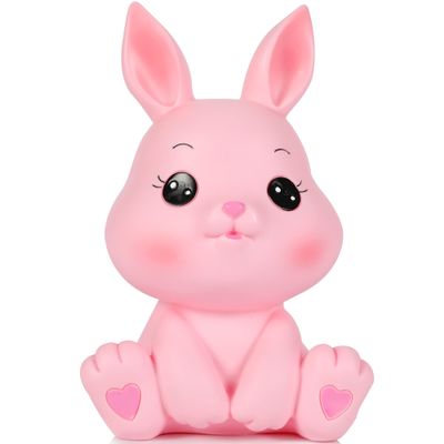 H&W Little Bunny Money Bank, Mini Rabbit Piggy Bank, Best Bitrthday Gift, Pink