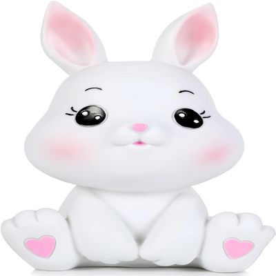 H&W Little Bunny Money Bank, Mini Rabbit Piggy Bank, Best Bitrthday Gift, White