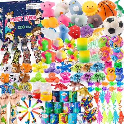 120 PCS Party Favor Goodie Bags Stuffers for Kids, Prize Box Toys for Kids Classroom Rewards Bulk, Fidget Toys Pinata Filler, Treasure Chest for Carnival Prizes, Birthday Gifts, Valentines Day Gifts