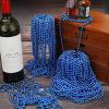 YAXINRUI 12 PCS Blue Bead Necklaces, Mardi Gras Christmas Bead Necklaces, Blue Patriotic Necklace, 33 Inch Round Beaded Necklaces for Mardi Gras Christmas 4th of July Festive Events view 3