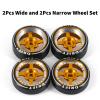 Abendor New 4 Pcs Rc Car Drift Wheels with Logo Tires for 1/28 Wltoys K969 K989 K929, [2N+2W] 4 Spoke Durable Aluminum Alloy Rc Drift Car Tires for 1/24 1/28 Mini-Q HGD1 HGV1 Upgrade Parts (Gold) view 2