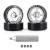 Abendor New 4 Pcs Rc Car Drift Wheels with Logo Tires for 1/28 Wltoys K969 K989 K929, [2N+2W] 4 Spoke Durable Aluminum Alloy Rc Drift Car Tires for 1/24 1/28 Mini-Q HGD1 HGV1 Upgrade Parts (Silver) view 1
