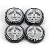 Abendor New 4 Pcs Rc Car Drift Wheels with Logo Tires for 1/28 Wltoys K969 K989 K929, [2N+2W] 4 Spoke Durable Aluminum Alloy Rc Drift Car Tires for 1/24 1/28 Mini-Q HGD1 HGV1 Upgrade Parts (Silver) view 2
