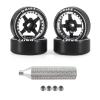 Abendor New 4 Pcs Rc Car Drift Wheels with Logo Tires for 1/28 Wltoys K969 K989 K929, [2N+2W] 4 Spoke Durable Aluminum Alloy Rc Drift Car Tires for 1/24 1/28 Mini-Q HGD1 HGV1 Upgrade Parts (Black) view 1