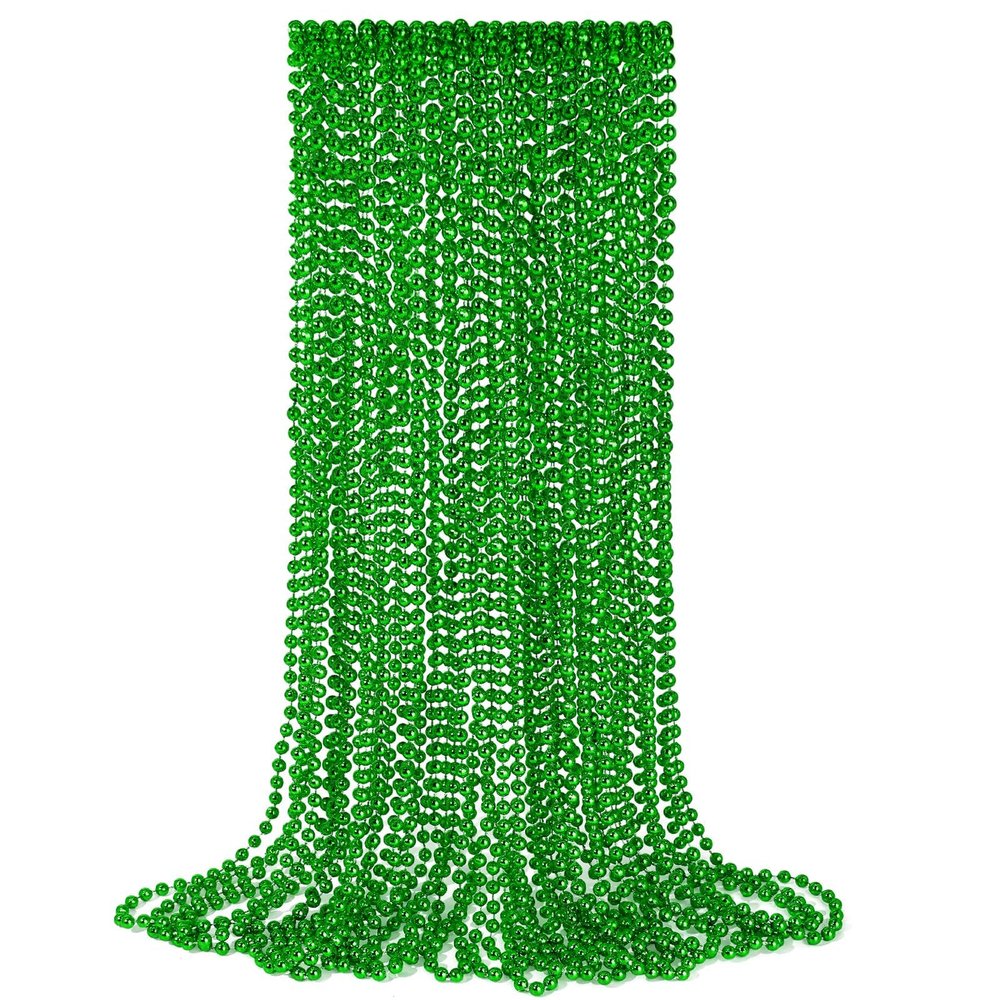 YAXINRUI 12 PCS St. Patricks Day Necklaces, Green Mardi Gras Beads Christmas Necklace, 33" St. Patrick's Day Green Beads St. Patricks Day Accessories for Mardi Gras, St. Patricks Day Party Favors