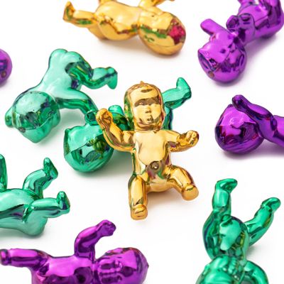 YAXINRUI King Cake Babies, 1.2inch Mini Plastic Babies Metallic Tiny Baby for Party Cake Decorations, Ice Cube My Water Broke Baby Shower Games, Mardi Gras Party Favors