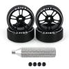 Abendor 4Pcs 10 Spoke 22.4mm 1/28 Rc Car Drift Wheel Hub with Logo Rc Car Drift Tires,[2N+2W] Durable for 1/28 Mini-Q HGD1 Mini-Z DRZ Wltoys K969 RC Drift Car Upgrade Parts (Black) view 1