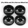 Abendor 4Pcs 10 Spoke 22.4mm 1/28 Rc Car Drift Wheel Hub with Logo Rc Car Drift Tires,[2N+2W] Durable for 1/28 Mini-Q HGD1 Mini-Z DRZ Wltoys K969 RC Drift Car Upgrade Parts (Black) view 2