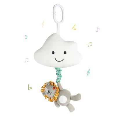 Blublu Park Baby Hanging Musical Toy with Music Box, Baby Lullaby Pull Musical Sensory Toys for Babies Boys and Girls, Clip On Babies Pram Pushchair Cribs Strollers Car Seats Toys, Cloud
