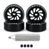 Abendor New 10 Spoke Durable Aluminum Alloy Rims with Logo Tires for Wltoys K969 K989 K929, [2N+2W] 4 Pcs Rc Drift Wheels with Rc Drift Car Tires for 1/24 1/28 Mini-Q HGD1 HGV1 Upgrade Parts (Black) view 1